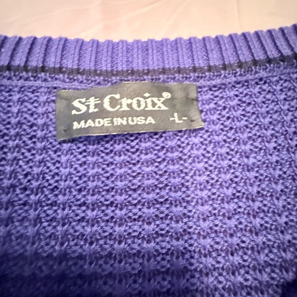 St Croix Blue/Purple Crewneck Golf Cotton Sweater Size Large - Picture 4 of 8